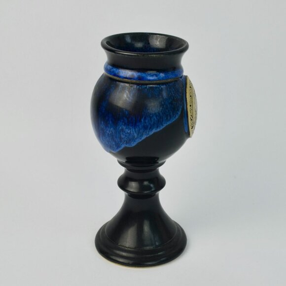 1994 Renaissance Festival Blue Drip Wine Goblet Deneen Pottery - Picture 5 of 7